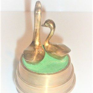 SWAN MUSIC BOX Vintage Brass Swan Wind Up Music Box Vintage Music Box Lake Water